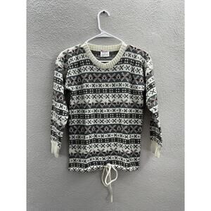 Alexanders Womens Sweater Size Medium Fair Isle Long Sleeve Tie Waist